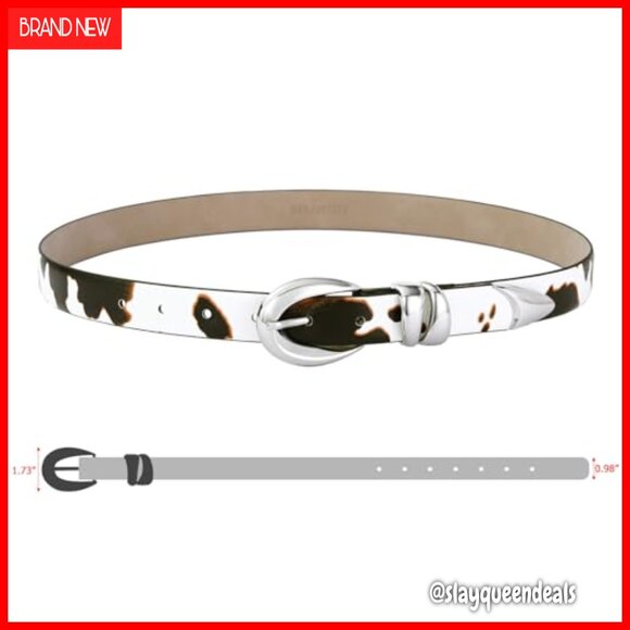 Faux Leather Belt with Silver Buckle for Women, Versatile Styling main image 4